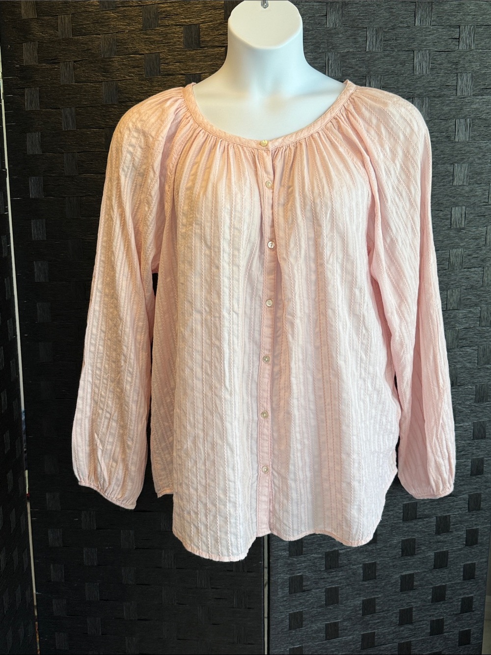 Women's Light Peach Button Front Blouse XL Chaps